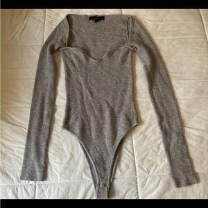 Forever 21 Gray Long Sleeve Bodysuit
